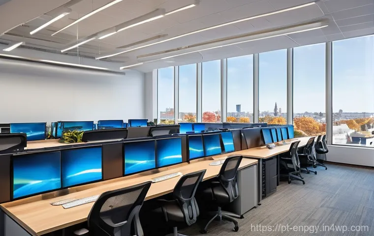 중소기업을 위한 에너지 관리 전략 - **Prompt:** A focused small business owner, a woman in her late 30s with a neat bob haircut and a sm...