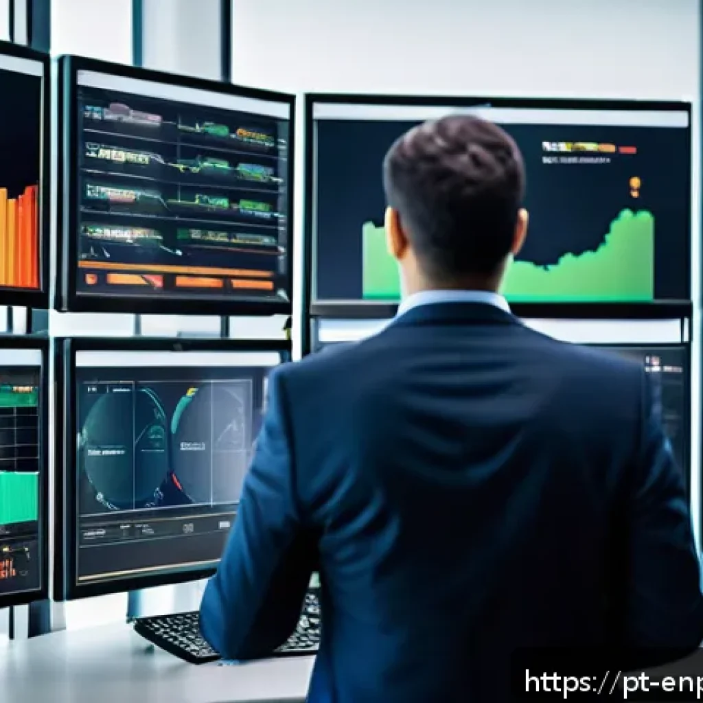 에너지 효율성 평가를 위한 KPI 설정 - A modern industrial control room with multiple large digital screens displaying real-time energy con...
