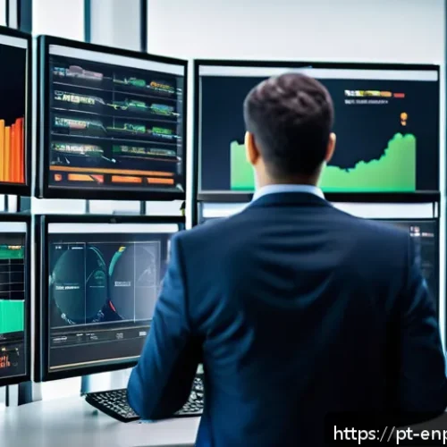 Home 17 에너지 효율성 평가를 위한 KPI 설정 - A modern industrial control room with multiple large digital screens displaying real-time energy con...