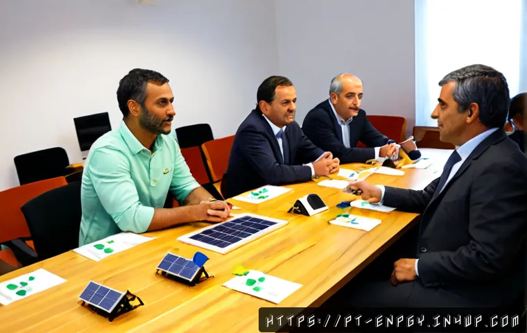 Home 17 에너지 배분의 정책적 접근법 - Photorealistic policy meeting in a bright municipal energy planning office in Lisbon, diverse Portug...